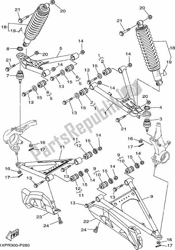 All parts for the Front Suspension & Wheel of the Yamaha YXM 700 PL Blue 2020