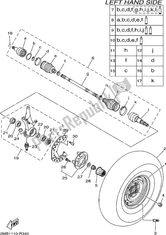 All parts for the Front Wheel of the Yamaha YXM 700 PL Blue 2020