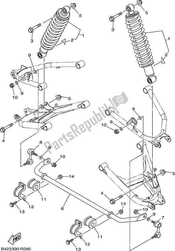 All parts for the Rear Suspension of the Yamaha YXM 700 PL Blue 2020