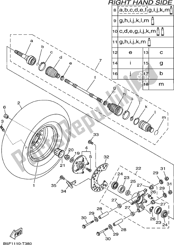 All parts for the Rear Wheel 2 of the Yamaha YXM 700 PL Blue 2020