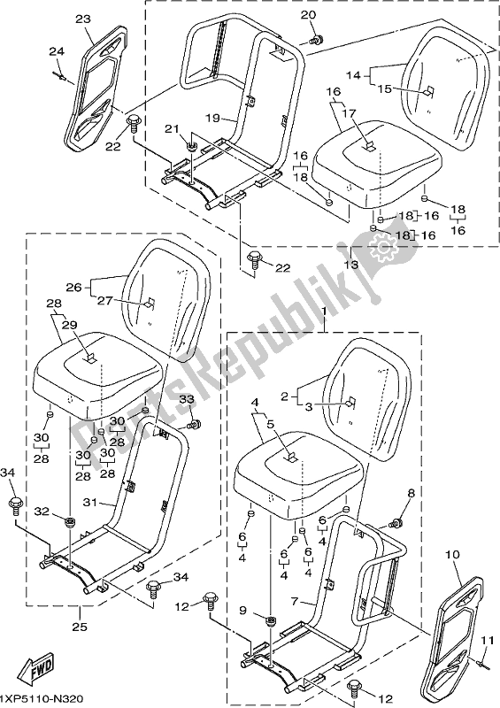 All parts for the Seat of the Yamaha YXM 700 PL Blue 2020