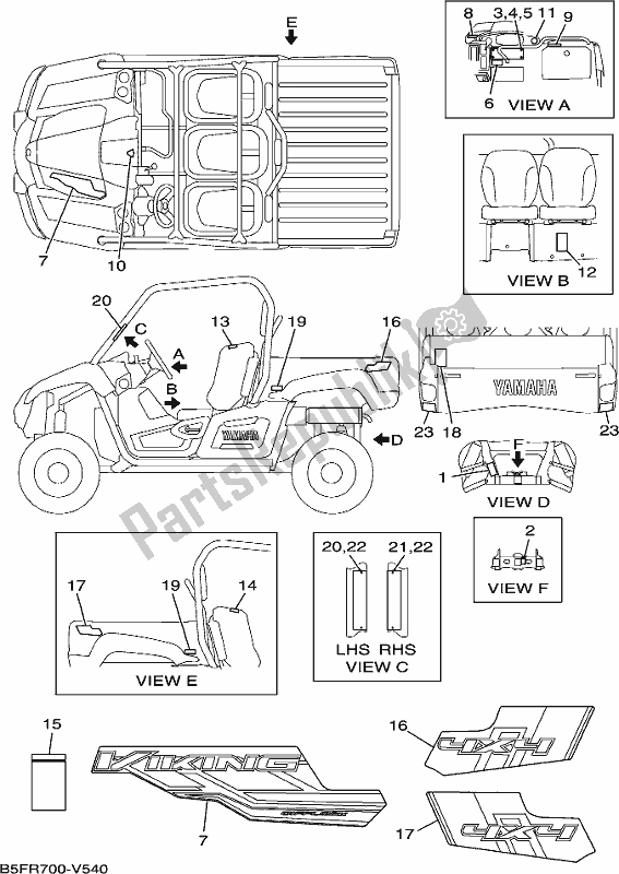 All parts for the Emblem & Label 1 of the Yamaha YXM 700 PL Blue Viking EPS Three Seater 2020