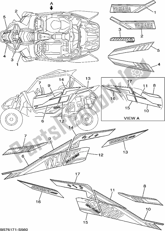 Todas las partes para Gráficos de Yamaha YXZ 1000 ETS 2017