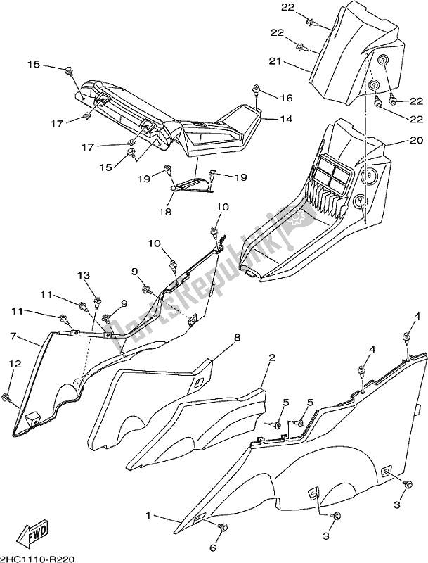 Todas las partes para Cubierta Lateral 2 de Yamaha YXZ 1000 ETS 2017