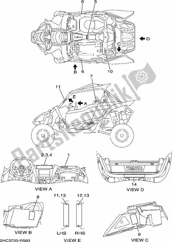 Todas las partes para Emblema Y Etiqueta 1 de Yamaha YXZ 1000 ETS 2018