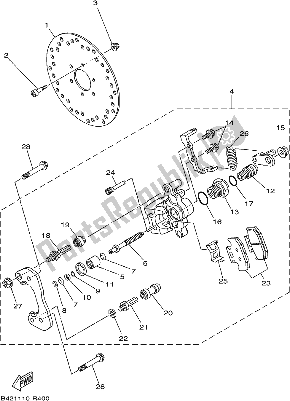 Toutes les pièces pour le étrier De Frein Arrière 2 du Yamaha YXZ 1000 ETS 2018