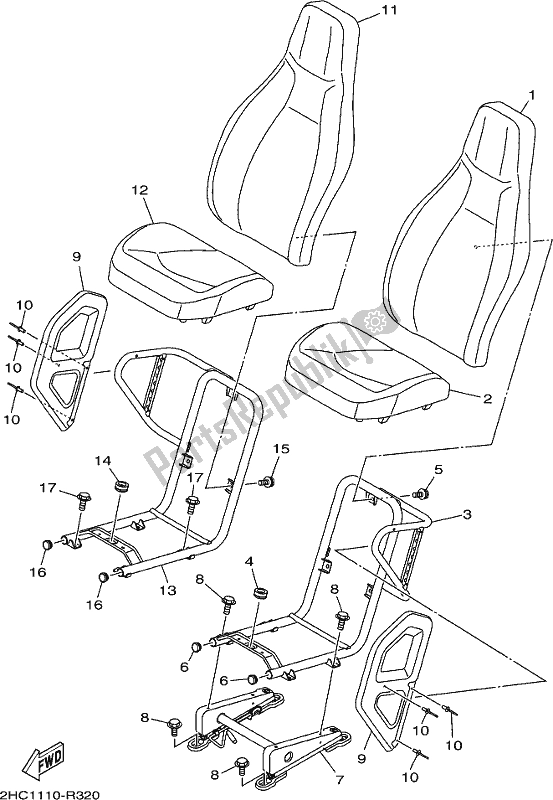 Todas las partes para Asiento de Yamaha YXZ 1000 ETS 2018