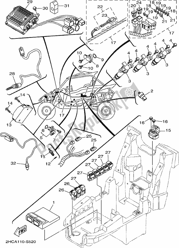 All parts for the Electrical 1 of the Yamaha YXZ 1000P 2017