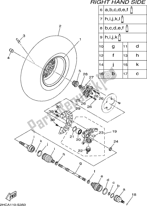 All parts for the Front Wheel 2 of the Yamaha YXZ 1000P 2017