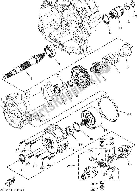 All parts for the Middle Drive Gear of the Yamaha YXZ 1000P 2017