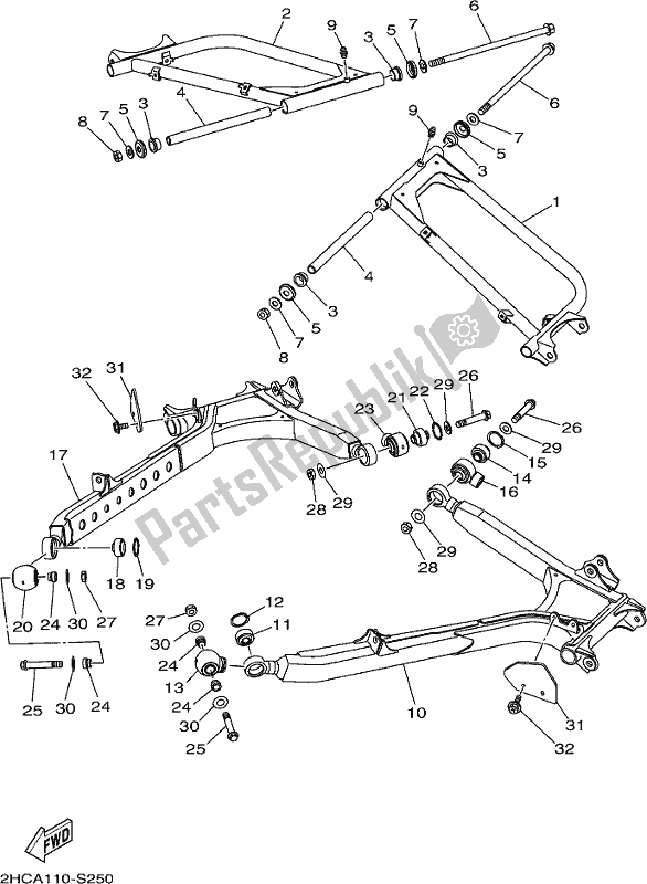 All parts for the Rear Arm of the Yamaha YXZ 1000P 2017