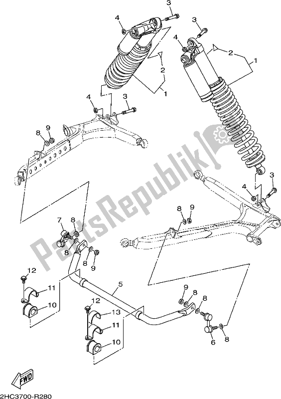 All parts for the Rear Suspension of the Yamaha YXZ 1000P 2017