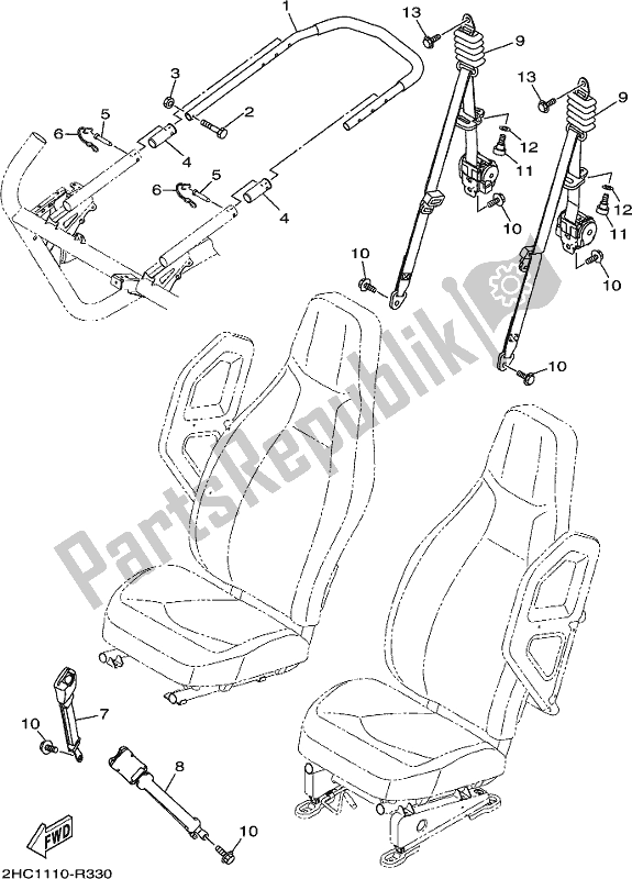 Todas las partes para Asiento 2 de Yamaha YXZ 1000P 2017