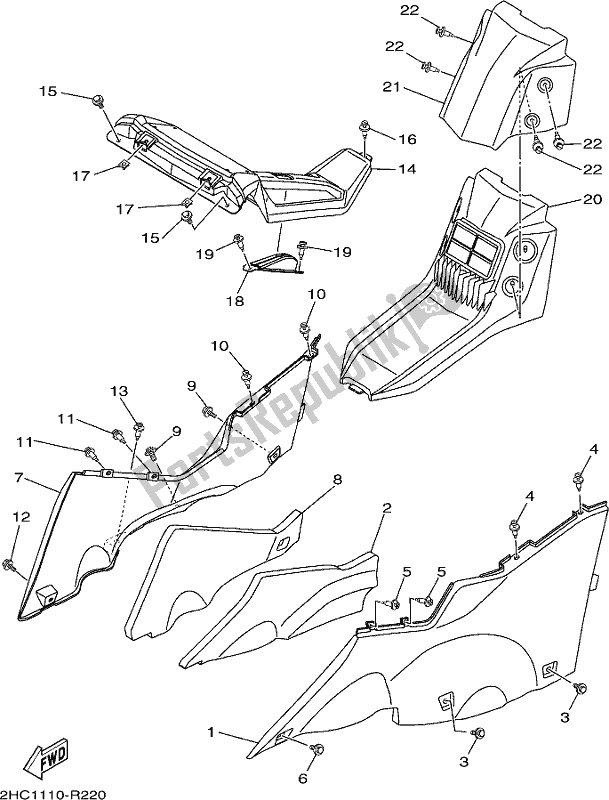 Todas las partes para Cubierta Lateral 2 de Yamaha YXZ 1000P 2017
