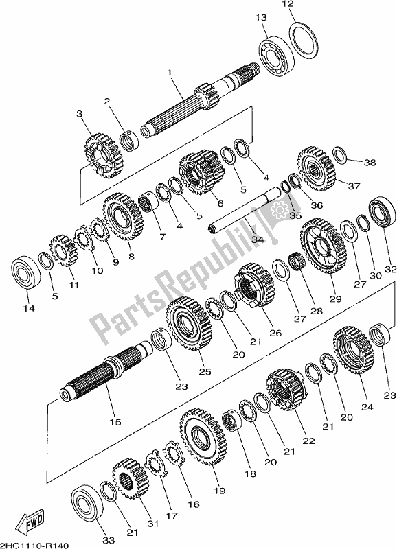 All parts for the Transmission of the Yamaha YXZ 1000P 2017