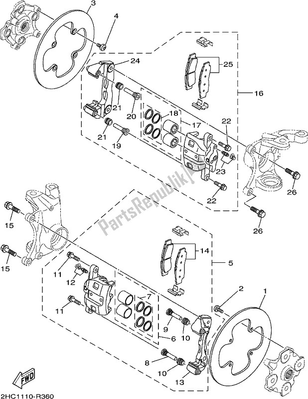 Todas las partes para Pinza De Freno Delantero de Yamaha YXZ 1000P 2018