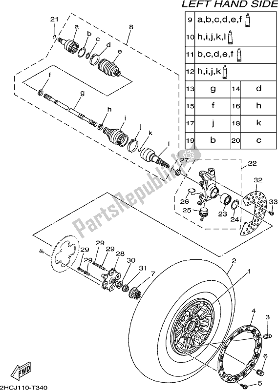 Todas las partes para Rueda Delantera de Yamaha YXZ 1000P 2018