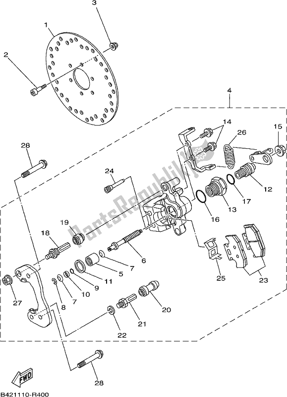 Wszystkie części do Zacisk Hamulca Tylnego 2 Yamaha YXZ 1000P 2018