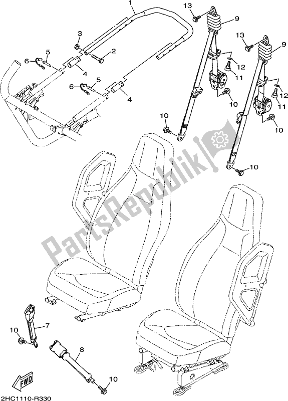 Todas las partes para Asiento 2 de Yamaha YXZ 1000P 2018