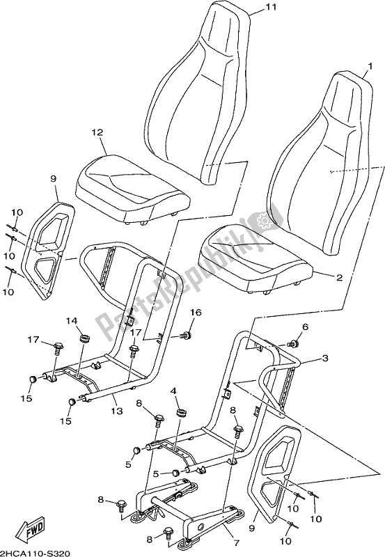 Todas las partes para Asiento de Yamaha YXZ 1000P 2018