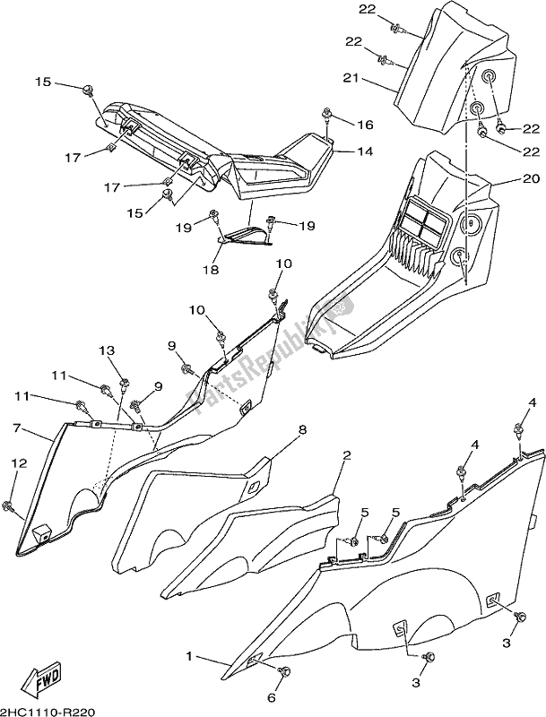 Todas las partes para Cubierta Lateral 2 de Yamaha YXZ 1000P 2018