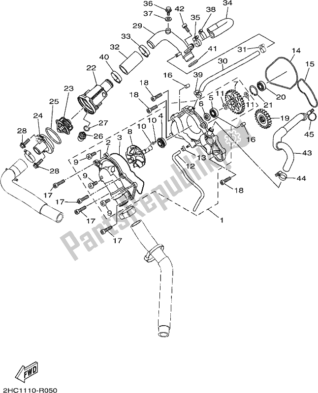 All parts for the Water Pump of the Yamaha YXZ 1000P 2018