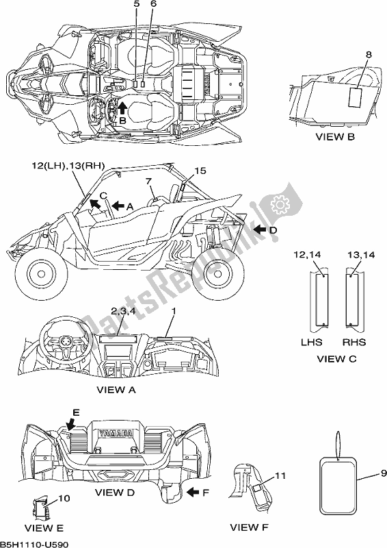 Todas las partes para Emblema Y Etiqueta 1 de Yamaha YXZ 1000 PSE 2019