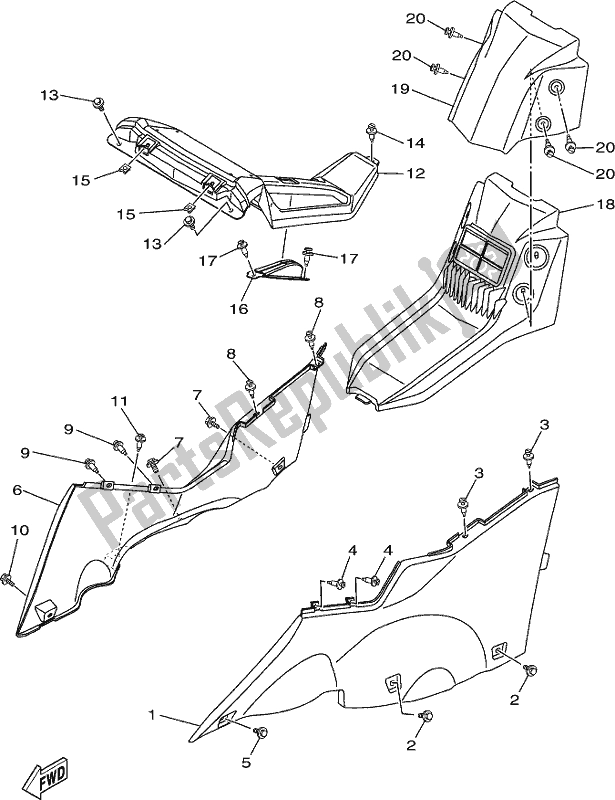 Todas las partes para Cubierta Lateral 2 de Yamaha YXZ 1000 PSE 2019