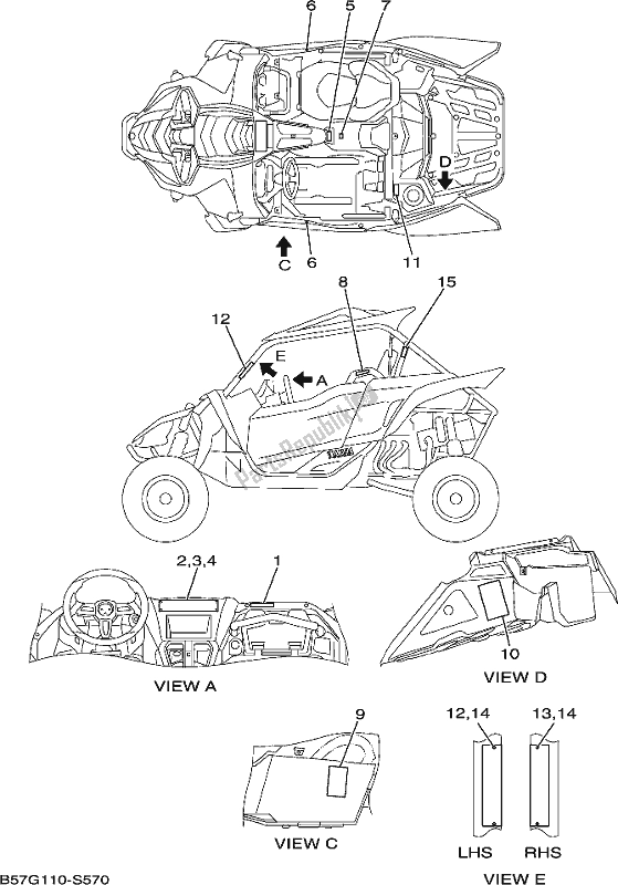 All parts for the Emblem & Label 1 of the Yamaha YXZ 1000 Pseh 2017