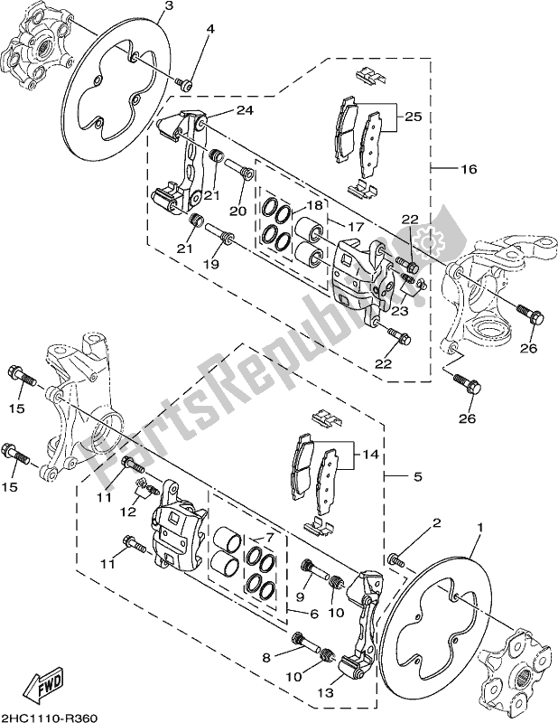 Todas las partes para Pinza De Freno Delantero de Yamaha YXZ 1000 Pseh 2017