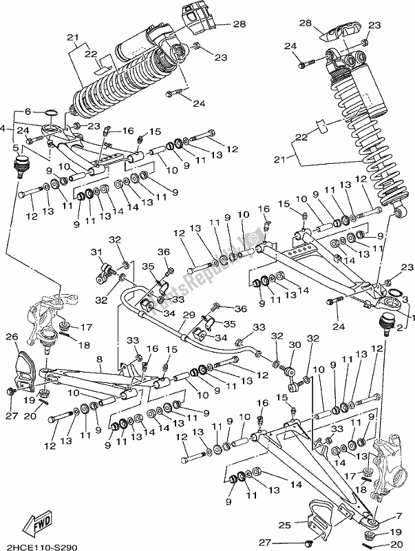 All parts for the Front Suspension & Wheel of the Yamaha YXZ 1000 Pseh 2017