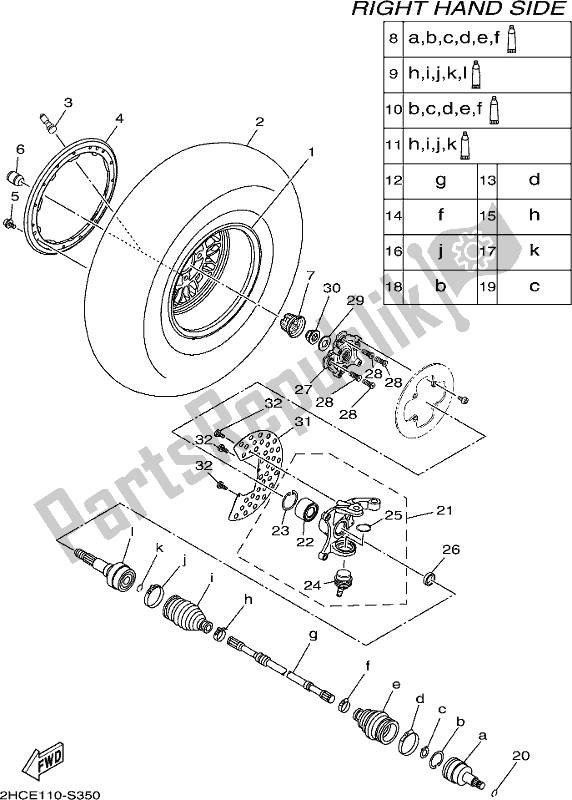 Todas las partes para Rueda Delantera 2 de Yamaha YXZ 1000 Pseh 2017