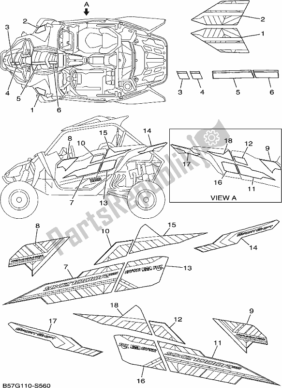 All parts for the Graphics of the Yamaha YXZ 1000 Pseh 2017