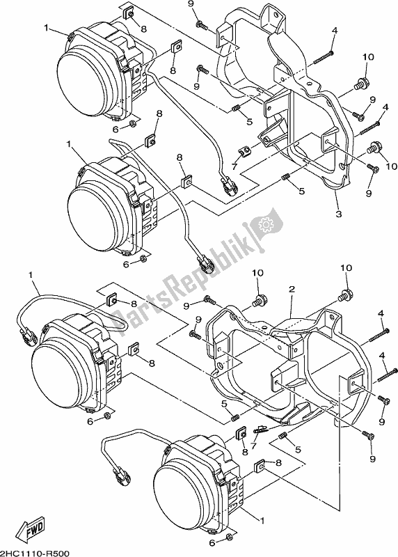 All parts for the Headlight of the Yamaha YXZ 1000 Pseh 2017