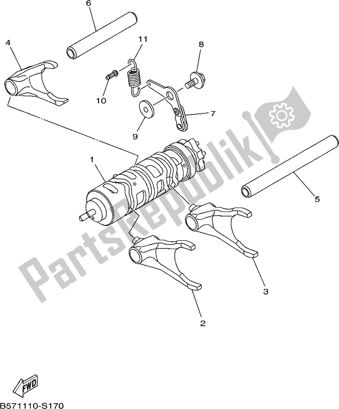 All parts for the Shift Cam & Fork of the Yamaha YXZ 1000 Pseh 2017