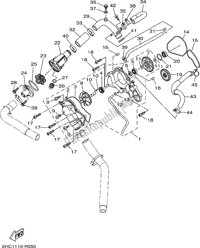 All parts for the Water Pump of the Yamaha YXZ 1000 Pseh 2017