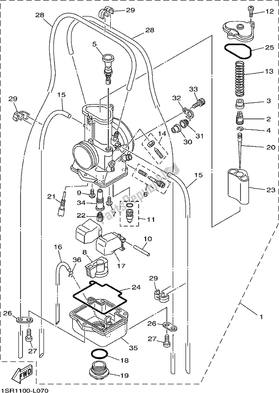 Alle onderdelen voor de Carburator van de Yamaha YZ 125 2018