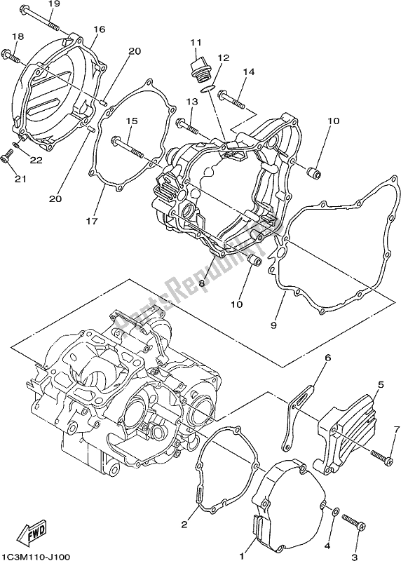 Alle onderdelen voor de Carterdeksel 1 van de Yamaha YZ 125 2018