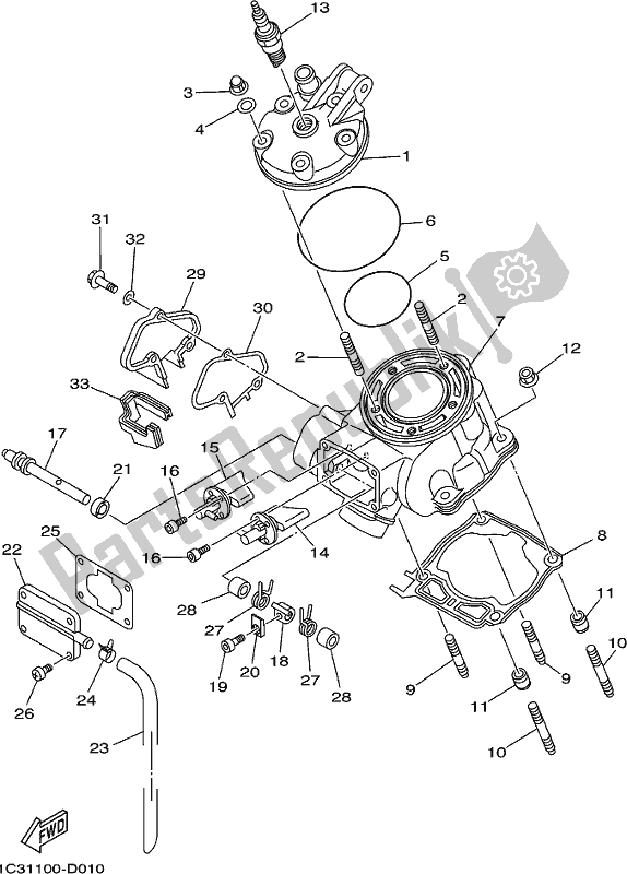 Alle onderdelen voor de Cilinderkop van de Yamaha YZ 125 2018