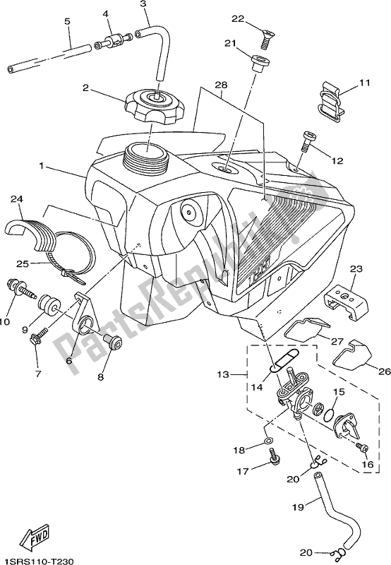 Tutte le parti per il Serbatoio Di Carburante del Yamaha YZ 125 2018