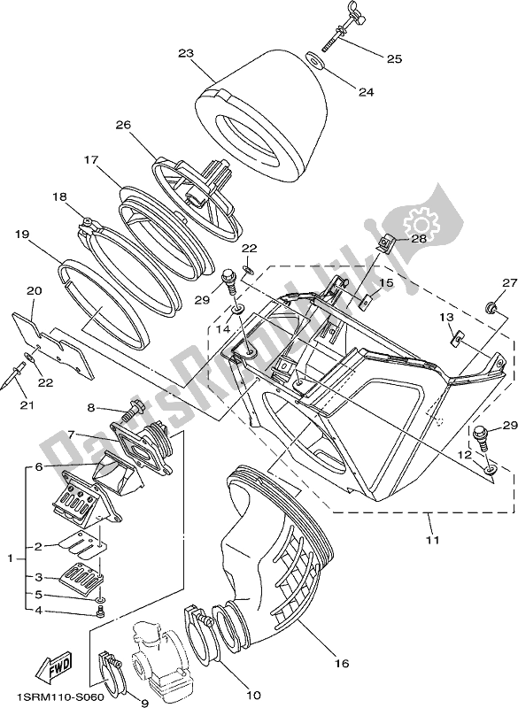 Todas as partes de Ingestão do Yamaha YZ 125 2018