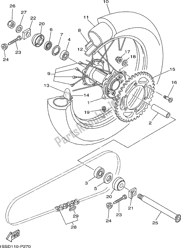 Todas las partes para Rueda Trasera de Yamaha YZ 125 2018