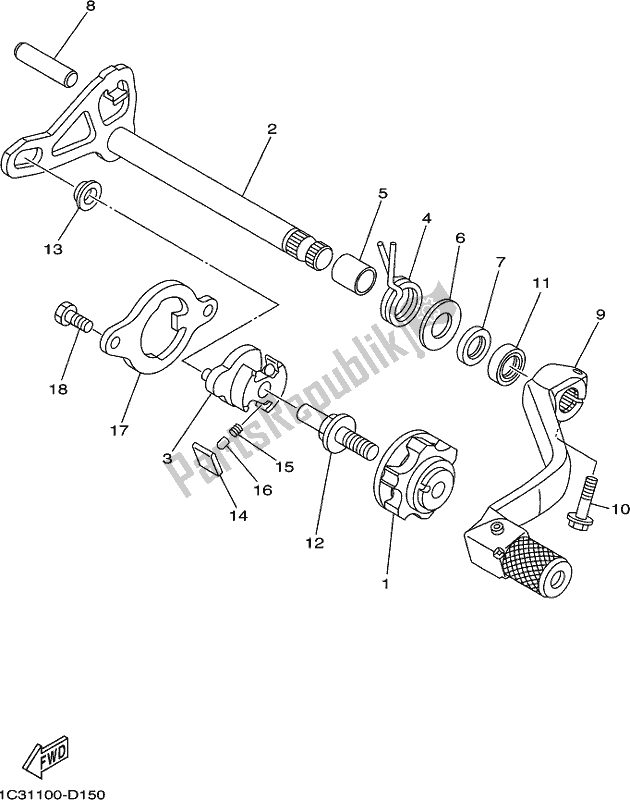 Todas las partes para Eje De Cambio de Yamaha YZ 125 2018