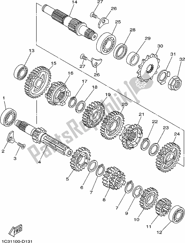 Todas las partes para Transmisión de Yamaha YZ 125 2018