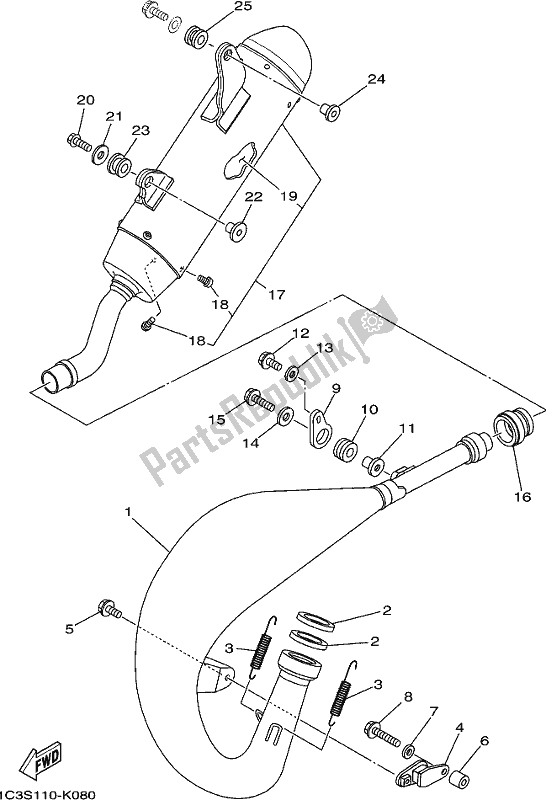 Tutte le parti per il Scarico del Yamaha YZ 125 2020