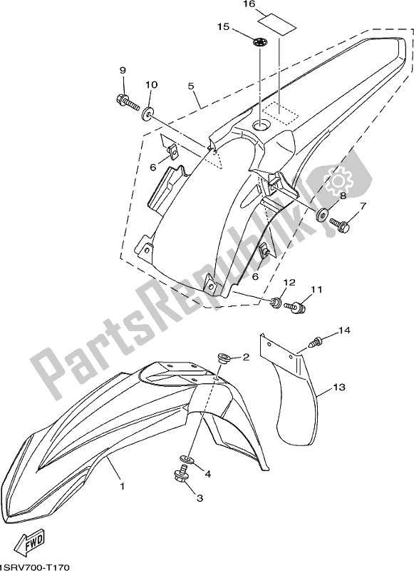 Todas as partes de Pára-choque do Yamaha YZ 125 2020