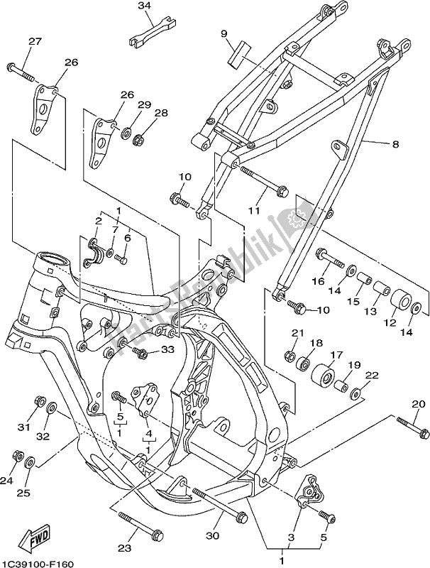 Tutte le parti per il Telaio del Yamaha YZ 125 2020