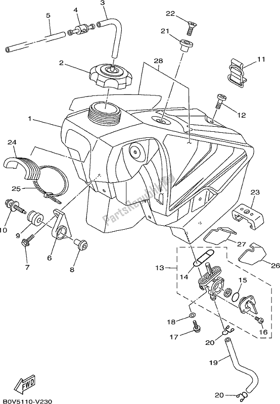 Tutte le parti per il Serbatoio Di Carburante del Yamaha YZ 125 2020