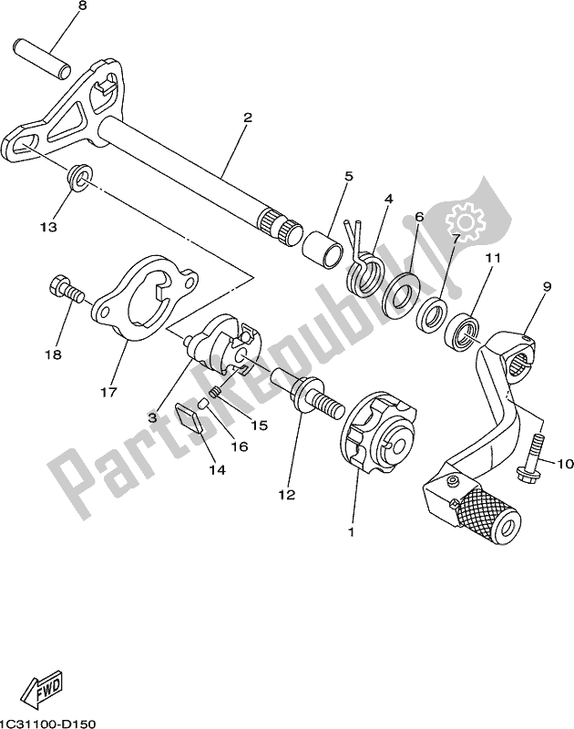 Todas as partes de Eixo De Mudança do Yamaha YZ 125 2020