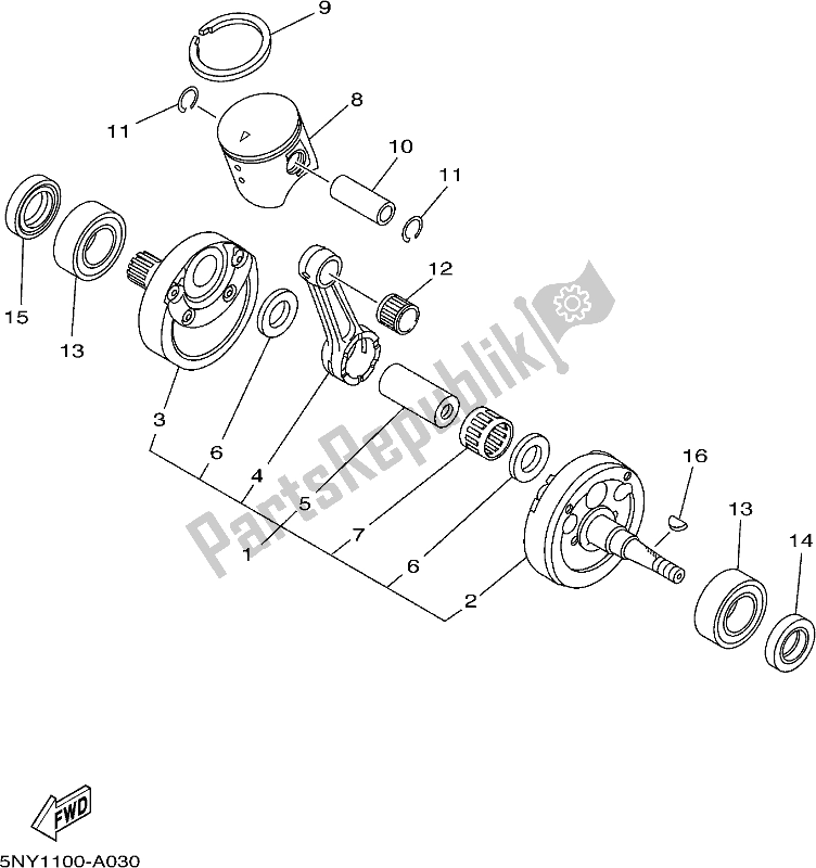 Tutte le parti per il Albero Motore E Pistone del Yamaha YZ 125 2021